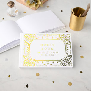Livre D'or Mariage élégant romantique orné vintage or