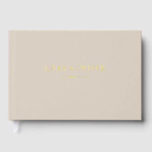 Livre D'or Mariage Élégant Simple Design de Feuille de Lin