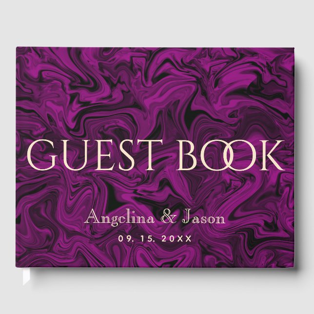 Livre D'or Mariage élégant violet (Recto)