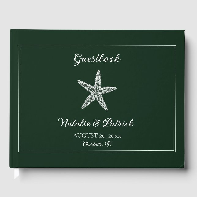Livre D'or Mariage Emerald Green Starfish (Recto)