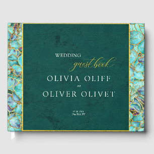 Livre D'or Mariage émeraude aux fleurs turquoise