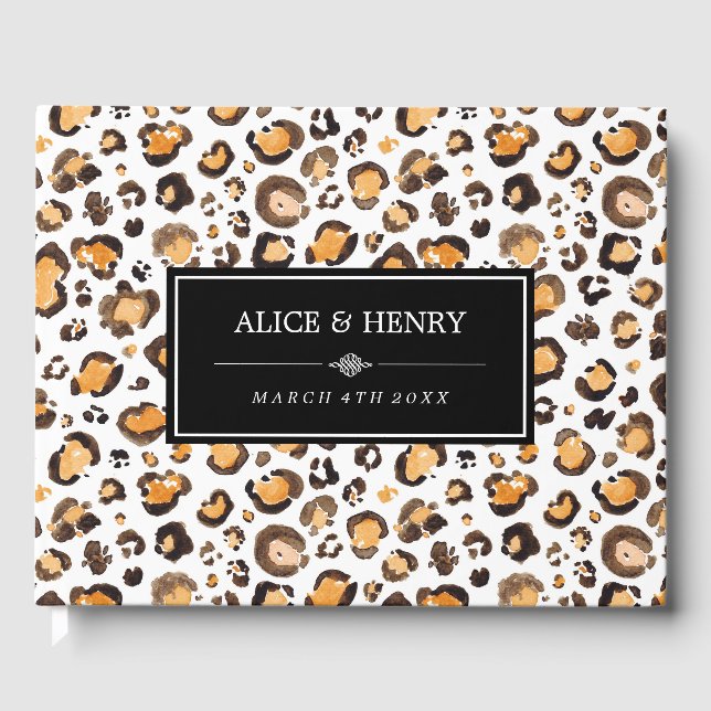 Livre D'or Mariage Empreinte de léopard aquarelle (Recto)