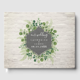 Livre D'or Mariage en briques blanches de verdure botanique