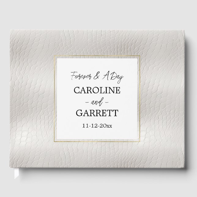 Livre D'or Mariage en cuir blanc Faux (Recto)