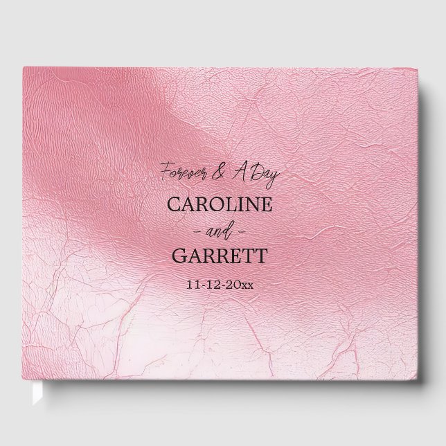 Livre D'or Mariage en cuir rose Faux (Recto)
