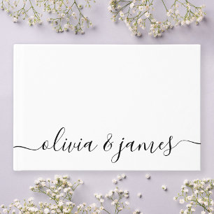 Livre D'or Mariage en écriture calligraphique blanche et noir