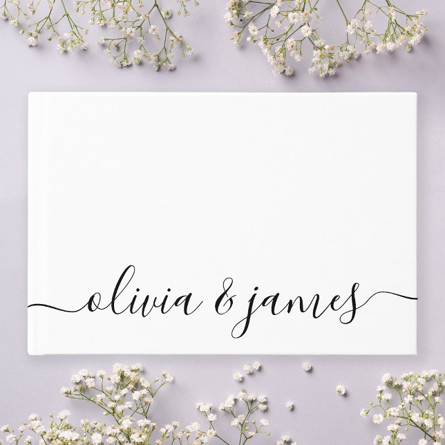Livre D'or Mariage en écriture calligraphique blanche et noir (Créateur téléchargé)