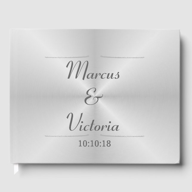 Livre D'or Mariage en métal brossé moderne (Recto)
