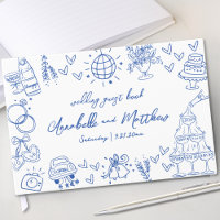 Mariage Fantaisiste Bleu Dessiné à la Main