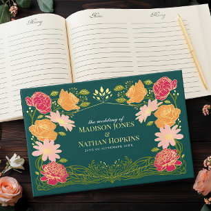 Livre D'or Mariage Fantastique dans un Jardin Floral Enchanté