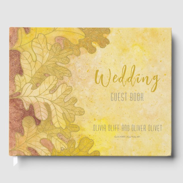 Livre D'or Mariage Feuille de chêne d'automne (Recto)