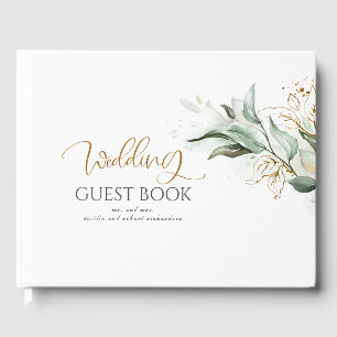 Livre D'or Mariage Feuille Eucalyptus Green Gold