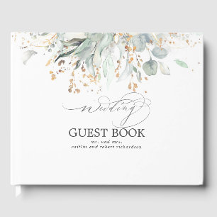 Livre D'or Mariage Feuille Eucalyptus Green Gold