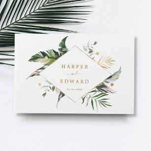 Livre d'or Mariage Feuille Tropical Gold Green