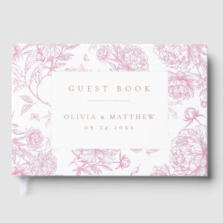 Livre D'or Mariage Fleur De Pivoine Toile De Jouy