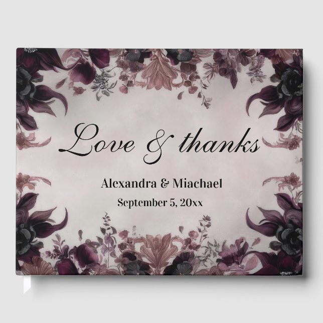 Livre D'or Mariage Fleur Gothique Violette (Recto)