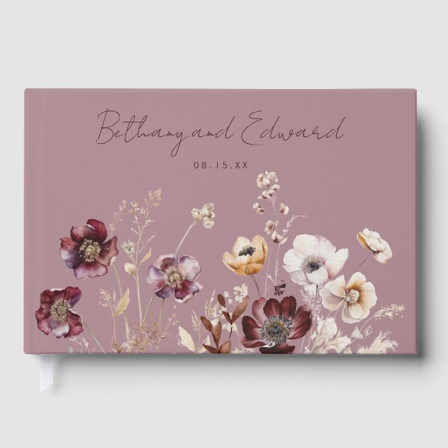 Livre D'or Mariage Fleur sauvage Boho Fall (Recto)