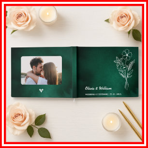 Livre D'or Mariage Fleur sauvage Emerald Green