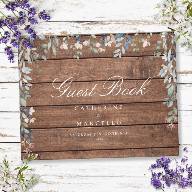 Livre D'or Mariage Fleur sauvage Rustic Wood Floral (Rustic Wood Floral Wildflowers Wedding Guest Book)