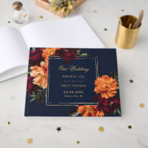 Mariage Fleuris Bordeaux Orange Marine Sombre