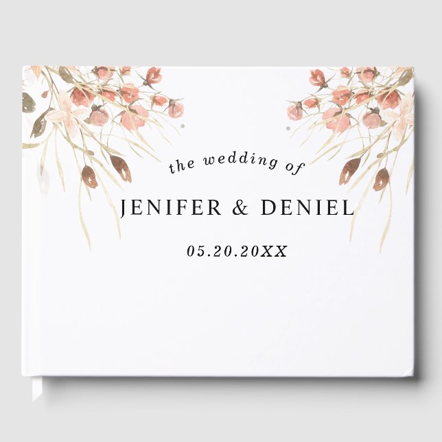 Livre D'or Mariage Floral Aquarelle Séchée Boho (Recto)