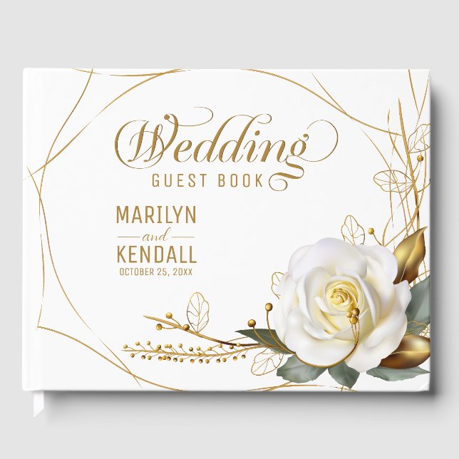 Livre D'or Mariage Floral bio rose or (Recto)