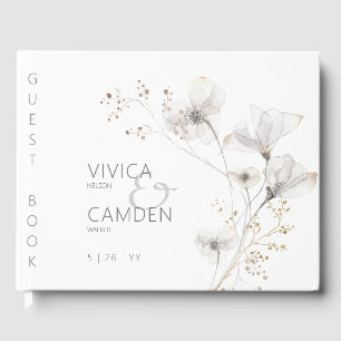 Livre D'or Mariage floral blanc et blanc moderne