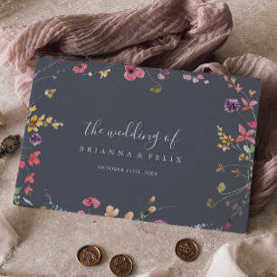 Livre D'or Mariage floral bleu classique