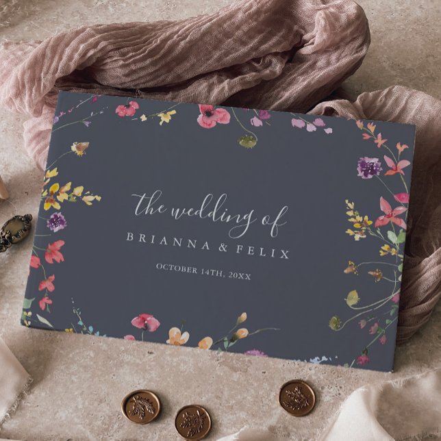 Livre D'or Mariage floral bleu classique (Créateur téléchargé)
