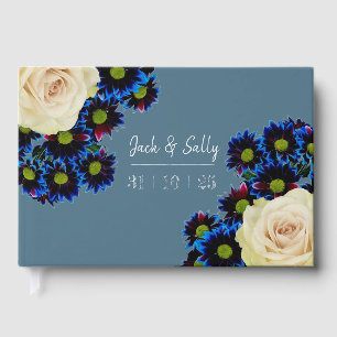 Livre D'or Mariage floral bleu et blanc