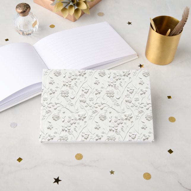 Livre D'or Mariage Floral en Relief (Recto ouvert)