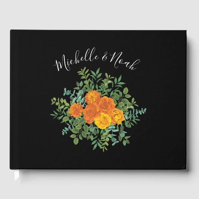 Livre D'or Mariage floral gothique aux pivoines et roses oran (Recto)