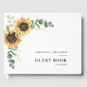 Livre D'or Mariage floral moderne tournesol vert