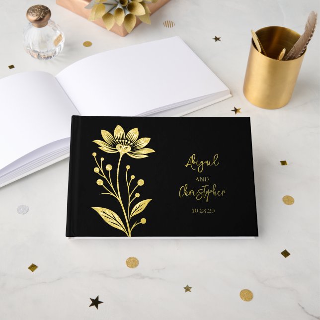 Livre D'or Mariage Floral Orné (Recto ouvert)