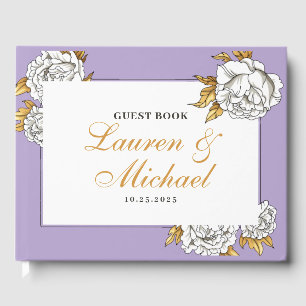 Livre D'or Mariage floral rose blanc pourpre
