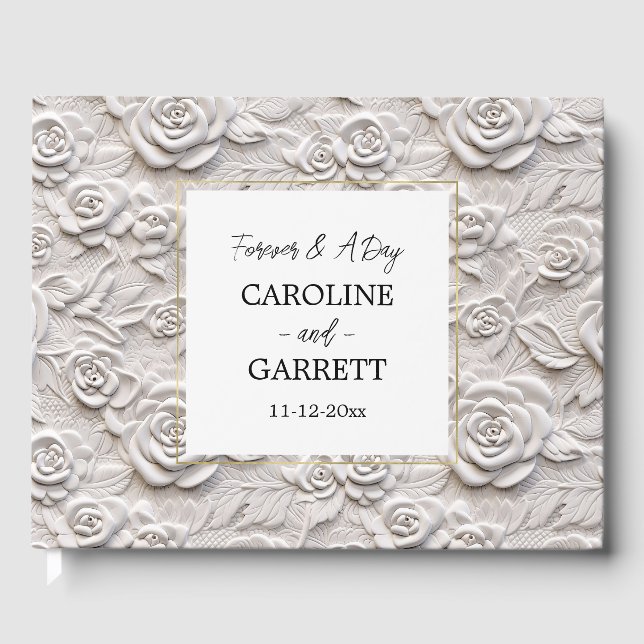 Livre D'or Mariage Floral Rose Faux Blanc (Recto)