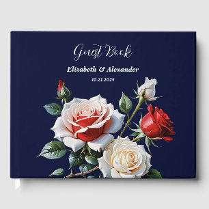 Livre D'or Mariage floral rose rouge blanc rose foncé joli 