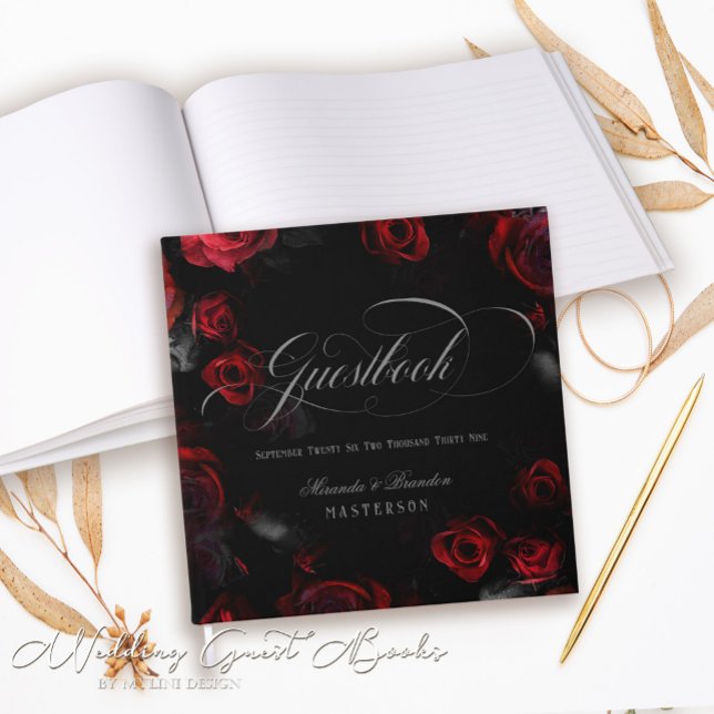 Livre D'or Mariage floral rouge et noir sur mesure (Créateur téléchargé)