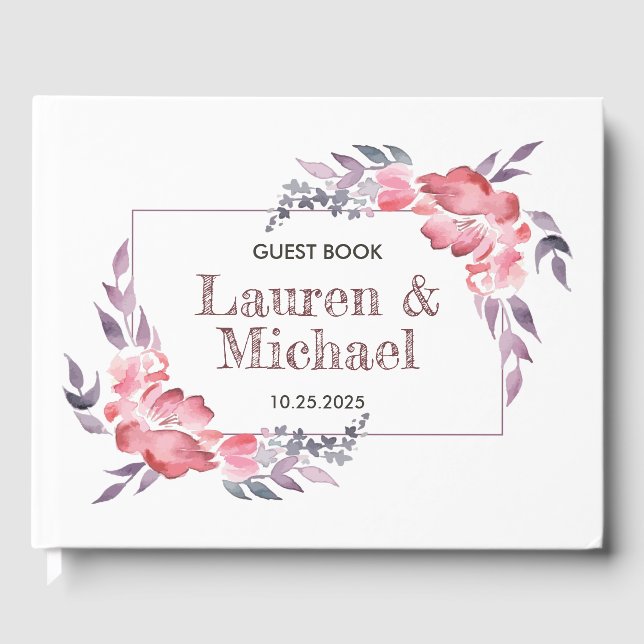 Livre D'or Mariage floral roux roux poussiéreux (Recto)