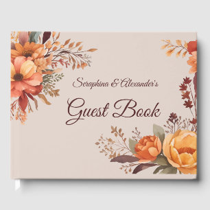 Livre D'or Mariage Floral Rustique Aquarelle d'Automne 