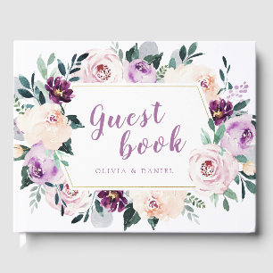 Livre D'or Mariage floral violet botanique florissant
