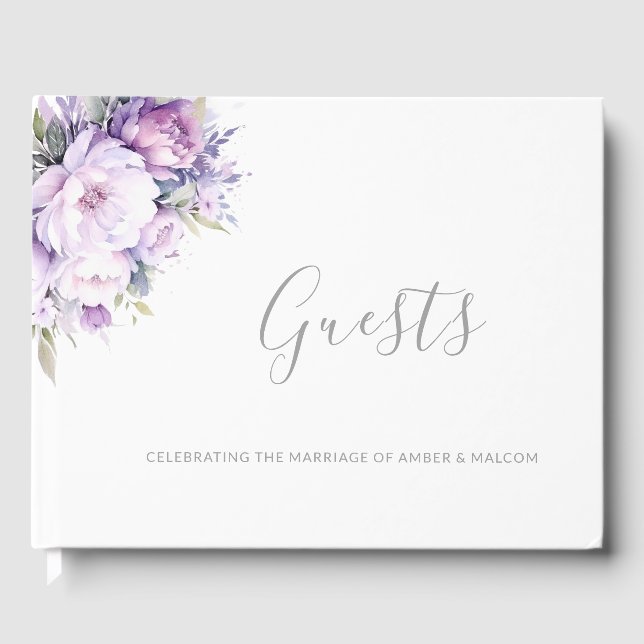 Livre D'or Mariage floral violet de lavande enchanté (Recto)