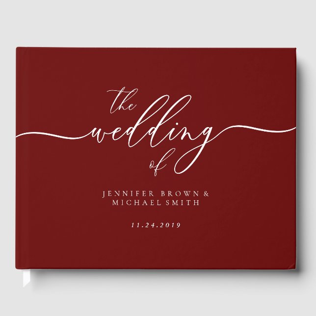 Livre D'or Mariage Formel Simple Moderniste Bourgogne (Recto)