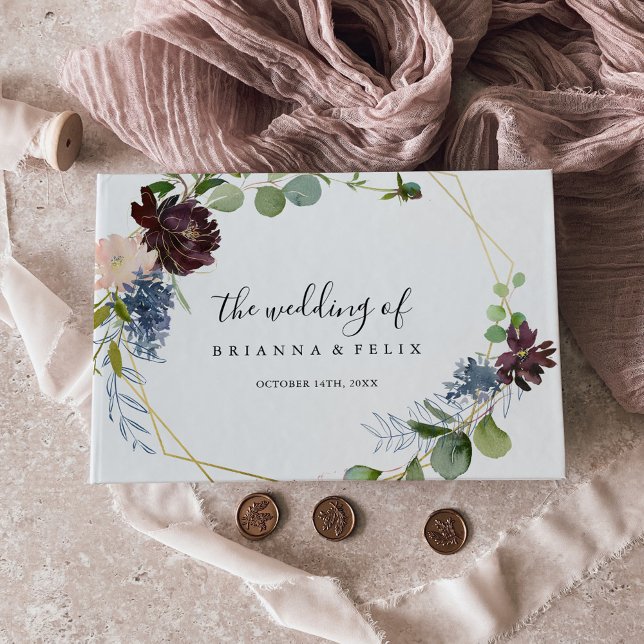 Livre D'or Mariage géométrique Bourgogne Gold (Créateur téléchargé)