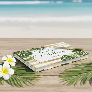 Livre D'or Mariage Gold Foil & Green Palm Leaf Beach