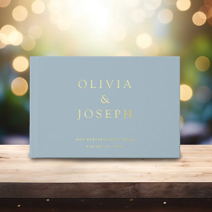 Livre D'or Mariage Gold Foil personnalisé Dusty Blue