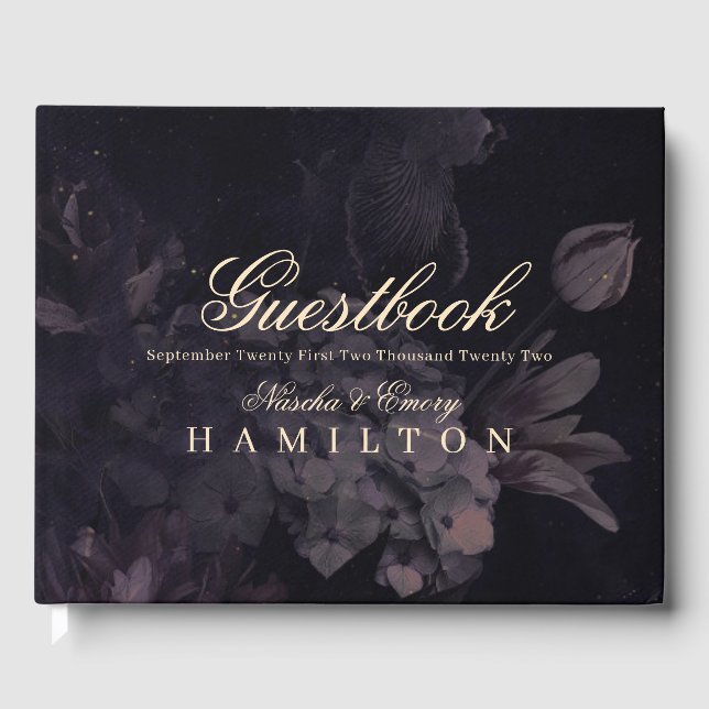 Livre D'or Mariage gothique Aquarelle violette  Floral Boho (Recto)