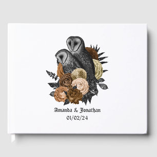 Livre D'or Mariage gothique aux hiboux floraux ambre