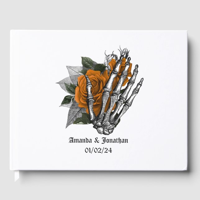 Livre D'or Mariage gothique Floral Orange (Recto)