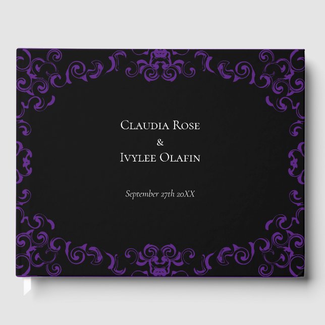 Livre D'or Mariage gothique violet et noir (Recto)
